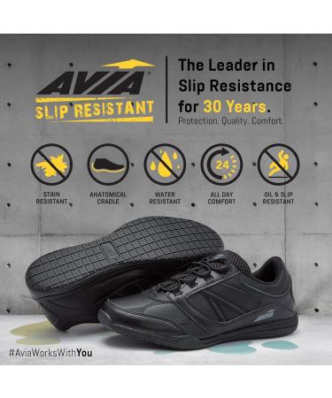 Avia Focus Black Non Slip Women's Comfort Shoes for Work, Nursing, Restaurants & Walking - Size 7.5 - Buy Online on GoSupps.com