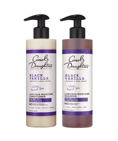 Carols Daughter Black Vanilla Moisture and Shine Shampoo and Conditioner Set For Dry Hair and Dull Hair, Sulfate Free Shampoo and Hydrating Hair Conditioner (Packaging May Vary)