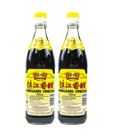 Heng Shun - Set of 2 Chinkiang Vinegar Black Vinegar in a 550ml Glass Bottle - Traditional Chinese Rice Vinegar (Black) Ideal