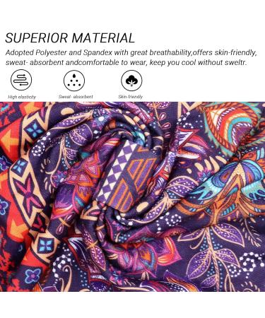 Wide Elastic Boho Headbands for Women - Soft Leopard Print Yoga & Sport Hair Bands - Multi-Colored Set of 4 - Buy Online on GoSupps.com