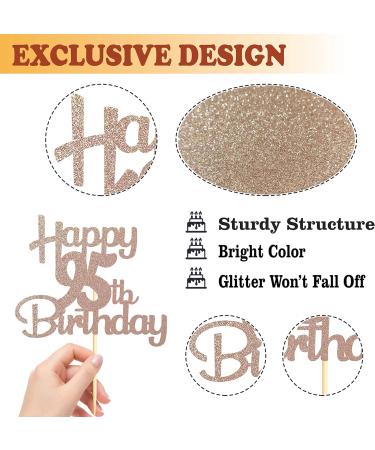 Sotpot Rose Gold Glitter 95 Cake Topper 95th Birthday Cake Decorations for Birthday Party Anniversary Party Supplies 95th Cake Topper - Buy Online on GoSupps.com
