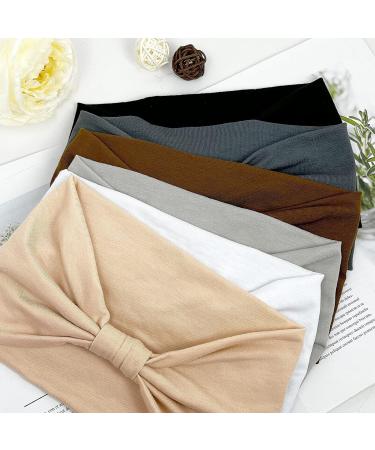 Kavya 6 Pcs Headbands for Women - Soft Boho Fashion Hair Bands in Grey - Elastic Yoga Hair Accessories - Buy Online on GoSupps.com