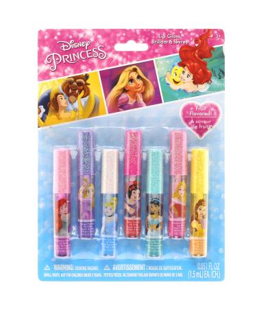 TownleyGirl Disney Princess Super Sparkly Lip Gloss Set, 0.05 Fl Oz (Pack of 7)