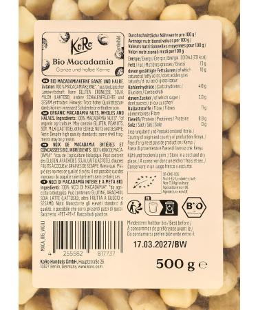  KoRo KoRo - Whole and Half Organic Macadami Seeds 500g - Untreated & Natural - Mild Buttery Aroma - Hand Cracked - Buy Online on GoSupps.com