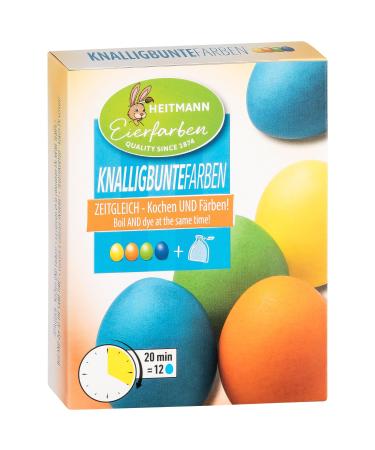 Heitmann Eierfarben Bright Colours - 4 Fl. Egg Colours (Yellow Orange Green Blue) 2 Colour Enhancers 4 Colouring Bags 4 Clips - Buy Online on GoSupps.com