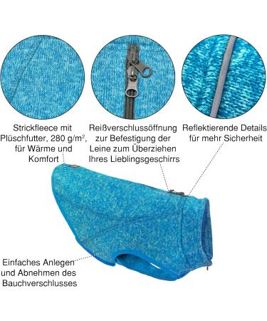 Buy Kurgo Core Dog Sweater - Lightweight Fleece 2-Way Zipper Harness Compatible Size XL - Blue | International Shipping Available - Buy Online on GoSupps.com
