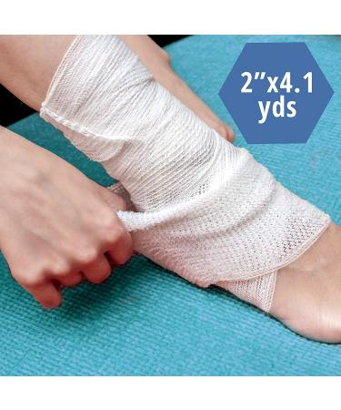 Medpride Conforming Stretch Gauze Bandages 2 x 4.1 Yards - Pack of 12 | Latex-Free Sterile First Aid Pads for Wound Care - Buy Online on GoSupps.com