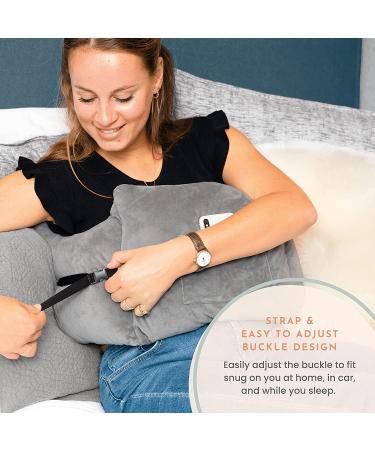 MOYOAMA Post Mastectomy Pillow - Breast Cancer Surgery Recovery and Augmentation Support - Lightweight with 4 Pockets - Grey Plush Breast Cancer Gifts - Buy Online on GoSupps.com