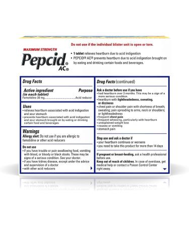 Pepcid AC Maximum Strength 20mg Famotidine for All-Day Heartburn Relief - 25 ct - Buy Online on GoSupps.com