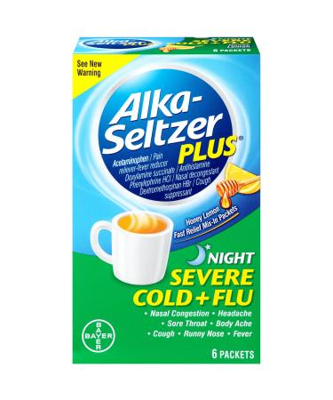 Alka- Seltzer Plus ASP SEV COLD FLU NIGHT 6S 2DZ honey lemon 6 Count - Buy Online on GoSupps.com
