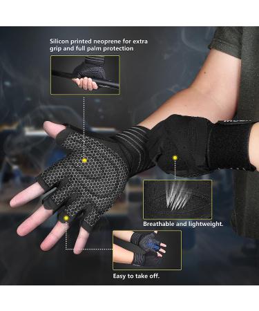Ihuan Ventilated Weight Lifting Gloves with Wrist Wrap Support - Full Palm Protection for Men & Women - Ideal for Weightlifting, Training, Fitness - Black (X-Small) - Buy Online on GoSupps.com