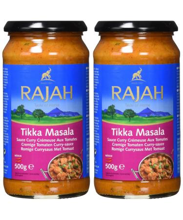 Rajah Tikka Masala Creamy curry sauce with onions tomatoes cream and yoghurt Medium hot ready-made sauce 2 x 500 g - Buy Online on GoSupps.com