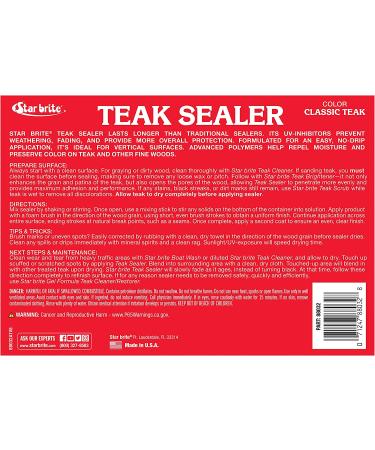 STAR BRITE Teak Sealer - Marine Grade Formula - 3 Colors & Sizes - Protects Outdoor Wood from Water, Weathering & UV Fade - 32 Oz Quart - Buy Online on GoSupps.com