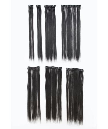 SWACC Women 22 Straight Full Head 7Pcs Synthetic Hair Extensions, Heat Resistant Clip-Ins (1B-Off Black) - Buy Online on GoSupps.com