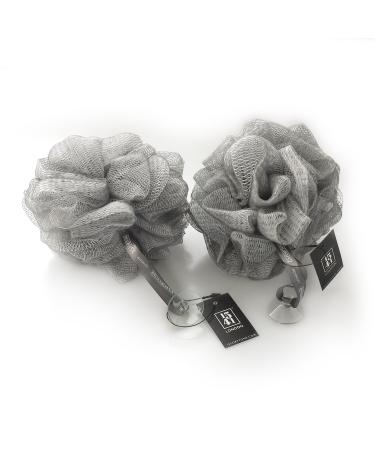 1541 London Exfoliating Bath & Shower Body Puff/Scrunchie/Buffer - TWIN PACK (Silver Grey) - Buy Online on GoSupps.com