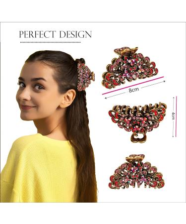 Crystal Rhinestone Hair Claw - Antique Silver Plated Metal Hair Clip for Thin & Thick Hair - Anti Slip Large Claw Clip - Hair Styling Accessory - Buy Online on GoSupps.com