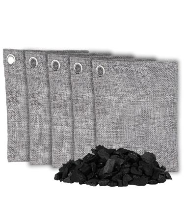 Nature Fresh Air Purifying Bags | 5 Pack - Large 200g | All Natural Air Freshener | Charcoal Odor Eliminator and Moisture Absorber | Deodorizer for Pet, Car, Closet and Room | By OLIVIA & AIDEN
