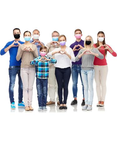 100 Pcs Multicolor Adult Face Masks - 3 Layers Filter, Non-Woven Disposable Masks - Anti Dust, Breathable Design with Ear Loops - Pack of 100 - Buy Online on GoSupps.com