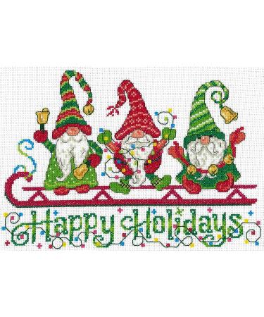 Cross Stitch Xmas Happy Holiday Gnomes by M & R Technologies - 14 Count - Buy Online on GoSupps.com