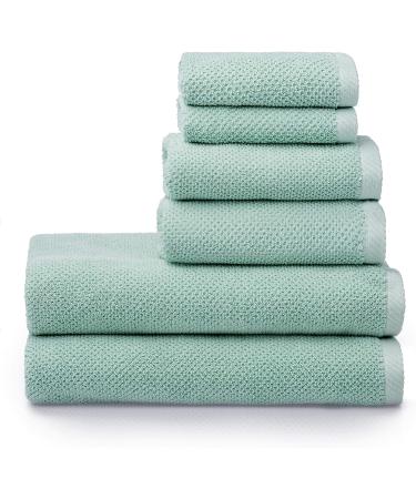 Welhome Franklin Premium 6 Piece Towel Set Aqua | 600 GSM 100% Cotton | Textured Bath Linen Set for Bathroom | Hotel & Spa Quality Towels | Soft & Absorbent - Buy Online on GoSupps.com