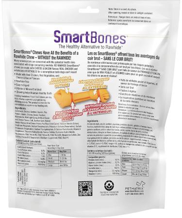 SmartBones Bacon & Cheese Large Bones 3ct 10.4oz 296g 3 count (Pack of 1) SmartBones Bacon & Cheese Large Bones 3ct 10.4oz 296g - Buy Online on GoSupps.com