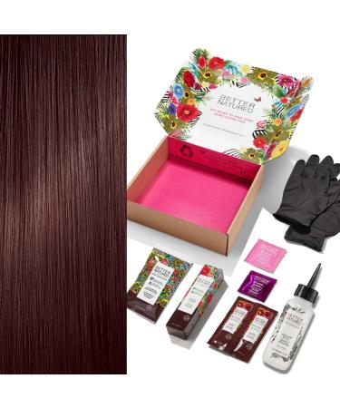 4NRV Medium Natural Red Violet Brown Permanent Hair Color Dye Kit (Color Developer Barrier Cream Gloves Cleaning Wipe Shampoo and Conditioner) Color that Lasts up to 8 Weeks