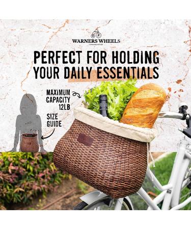 Warners Wheels Bike Basket Front for Women's and Mens Cruiser with Coffee Cup Holder  Handmade Bicycle Basket for Adult Bikes mounts to Front Handlebars of Beach Cruisers Stained - Buy Online on GoSupps.com