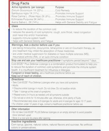 Cold-EEZE Plus Defense Cold-Shortening Lozenges 12 Count - Citrus Elderberry Flavor (Pack of 1) - Buy Online on GoSupps.com