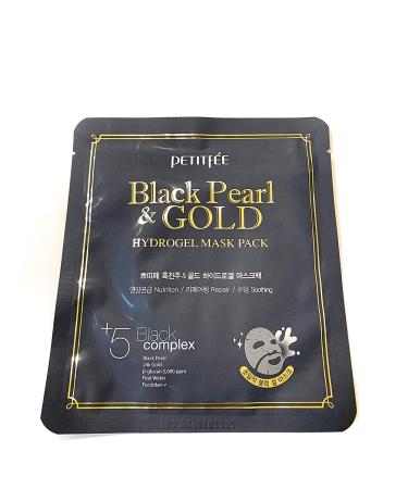 Petitfee Black Pearl & Gold Hydrogel Mask Pack - 5 Sheets, 32g Each | Skin Radiance & Hydration - Buy Online on GoSupps.com