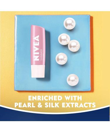 NIVEA Shimmer Lip Care - Pearly Shimmer 4.8g Stick Pack of 6 | Moisturizing Lip Balm with Pearl & Silk Extracts, Shea Butter, Jojoba Oil | Long-Lasting Lip Hydration - Buy Online on GoSupps.com