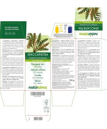 Ceterach officinarum (Ceterach officinarum or Asplenium ceterach) leaves Naturalma - 150 g - 300 tablets - Food supplement - Natural and Vegan - Buy Online on GoSupps.com