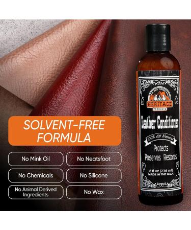 Heritage Products Leather Conditioner - All Natural Cleaner & Softener for Furniture Car Seats Boots & Jackets - Vitamin E Enriched 8 oz - Buy Online on GoSupps.com