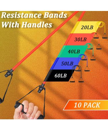 10 Pcs Resistance Bands with Handles Exercise Tube Band Resistance Bands Set Exercise Bands Stretch Bands for Man Woman Training Physical Therapy Workouts Fitness - Buy Online on GoSupps.com