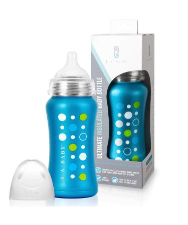 Ultimate Stainless Steel Baby Bottle 9oz Insulated Baby Bottle | Insulate Milk for 10+ Hours | Non-Toxic Food-Grade Stainless Steel & Food-Grade Silicone Slow Flow Nipple | Leak-Free Design - Blue Sapphire Blue