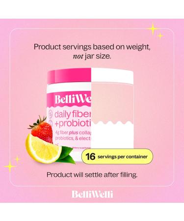 Belli Welli Fiber Supplement for Women&Men Premium Daily Fiber Powder from Organic Acacia with Added Collagen Electrolytes&Probiotics No Bloat Constipation&Gut Health Support (Strawberry Lemonade) - Buy Online on GoSupps.com