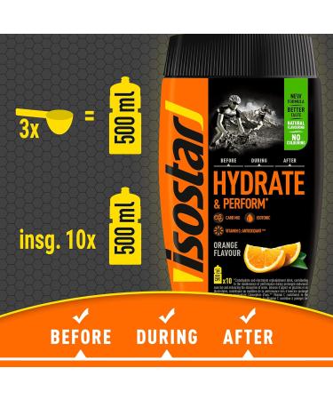 ISOSTAR Hydrate & Perform ISO Drink - 400g Isotonic Beverage Powder for Sports | Electrolyte Support - Orange Flavor - Buy Online on GoSupps.com