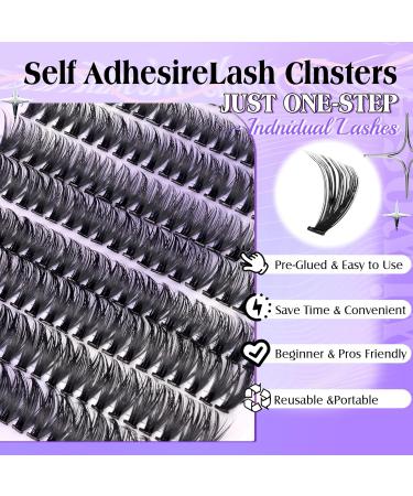 Self-Adhesive Eyelashes Kit - Wiwoseo No Glue D Curl Individual Clusters (50 Pcs, 8-16MM) for Beginners - Buy Online on GoSupps.com