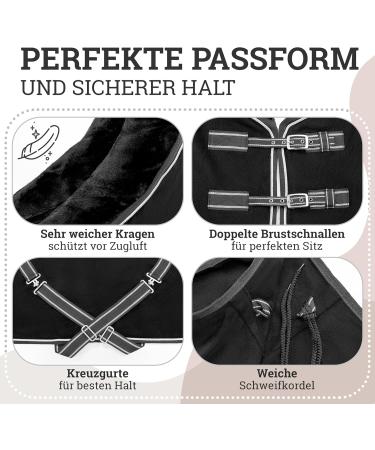 Esposita Championship Sweat Blanket with Fur Collar - Luxurious Black/Silver 145cm Show Blanket | Paradise Fleecedecover with Ornamental Piping - Buy Online on GoSupps.com