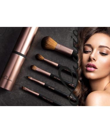 Buy Luvia Travel Brush Set - 5 Vegan Makeup Brushes with Storage | Espresso Brown & Cappuccino | Perfect for International Shipping - Buy Online on GoSupps.com