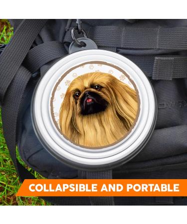 Portable Pekingese Drinking Bowl - Foldable Pet Bowl with Carabiner for Travel | Unique On-the-Go Solution - Buy Online on GoSupps.com