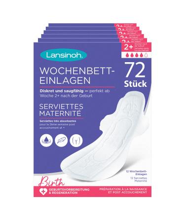 Lansinoh postpartum pads - 72 pieces - super thin & absorbent - postpartum pads from week 2+ after birth - Buy Online on GoSupps.com