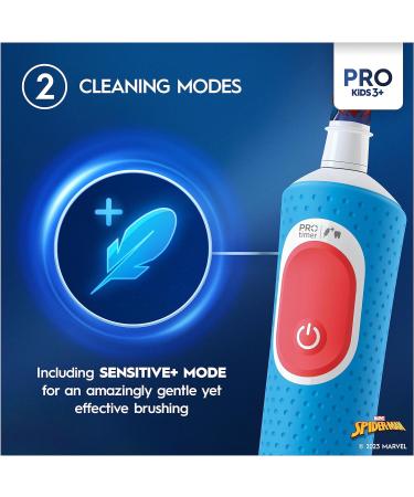 Oral-B Pro Kids Electric Toothbrush | Christmas Gift for Kids | Spiderman Stickers | 2 Modes | Kid-Friendly Sensitive Mode | Ages 3+ | 2 Pin UK Plug | Blue - Buy Online on GoSupps.com