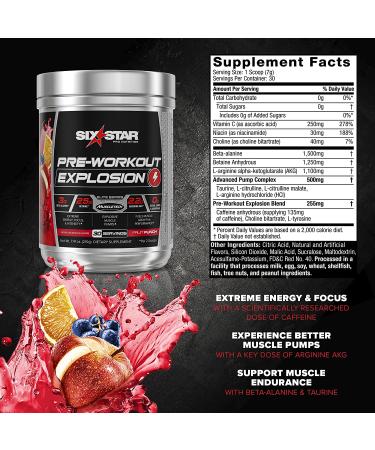 Six Star Pre-Workout Explosion 30 Servings Fruit Punch - US Made, Creatine-Free - Buy Online on GoSupps.com