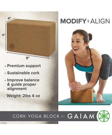 Gaiam Cork Yoga Brick Block - Eco-Friendly Accessory for Yoga Practice - Buy Online on GoSupps.com