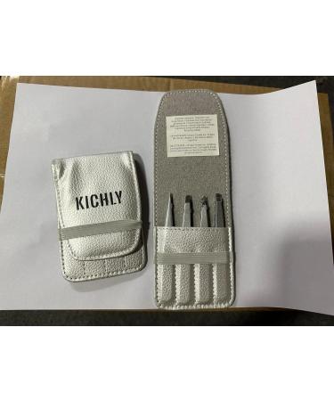 Professional Eyebrow Tweezers Set - 4 Precision Tweezers & Travel Case | KICHLY - Perfect for Flawless Plucking - Buy Online on GoSupps.com