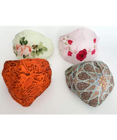 Safety First Fashion Masks. 4 Pack. 100% Cotton Reusable/Washable.
