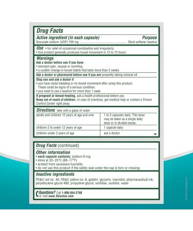 Dulcolax Stool Softener Laxative Liquid Gel Capsules Gentle Relief Constipation Irregularity 100ct and 50ct Boxes Docusate Sodium 100mg - Buy Online on GoSupps.com