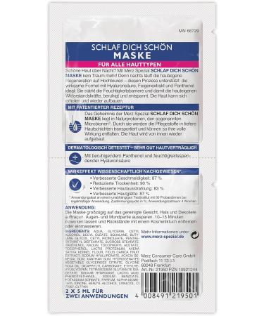  Merz Spezial Merz Spezial SchlafDich sch n Masque - Facial mask with fig extract panthenol & hyaluronic acid - Regenerating night treatment rels facial skin - 1 x 10 ml - Buy Online on GoSupps.com