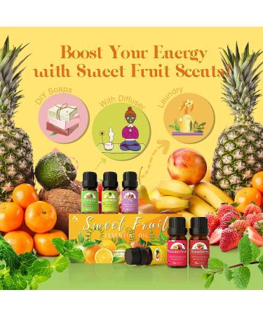 ASAKUKI Fruit Essential Oils Gift Set - 6 Premium Fruity Fragrance Oils - Ideal for Candle & Soap Making - Buy Online on GoSupps.com
