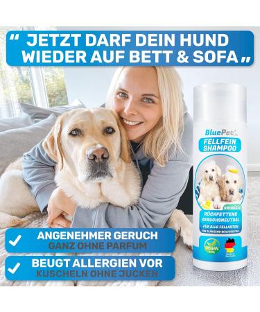 Bluepet Fellfein Vegan Dog Shampoo for Sensitive Skin - Aloe Vera & Jojoba Oil - Eliminates Smells & Itching - Shiny Fur - International Shipping Available - Buy Online on GoSupps.com